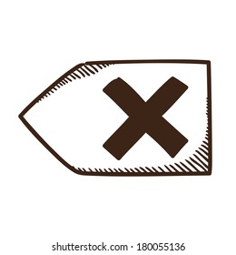 Delete, decline, rejected symbol. Isolated sketch icon pictogram. Eps 10 vector illustration.