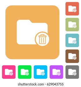 Delete directory flat icons on rounded square vivid color backgrounds.