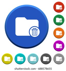 Delete directory round color beveled buttons with smooth surfaces and flat white icons