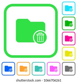 Delete directory vivid colored flat icons in curved borders on white background