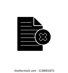delete a document file with the sign of the crossin glyph style icon vector