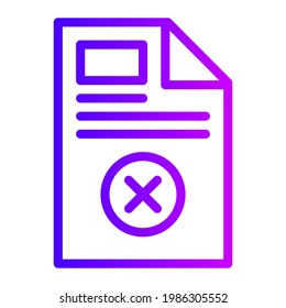Delete document gradient icon for mobile applications, desktop applications, websites, presentations, advertisements, and many other purposes. Editable and expandable.