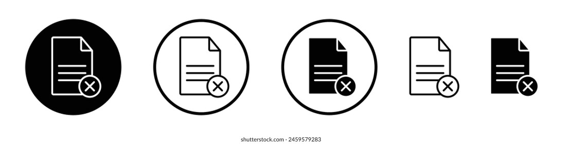 Delete Document Icon Collection. Vector Symbol for Canceling or Removing Files.