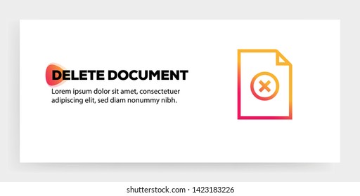 DELETE DOCUMENT ICON AND ILLUSTRATION CONCEPT