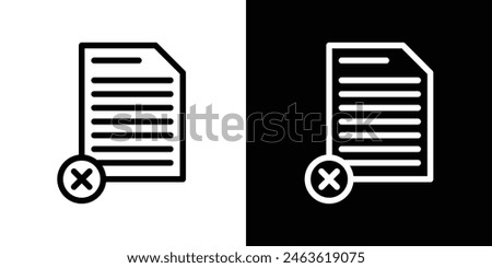 Delete Document icon set. Erase or remove file vector symbol. Reject form paper. Contract annulment pictogram.