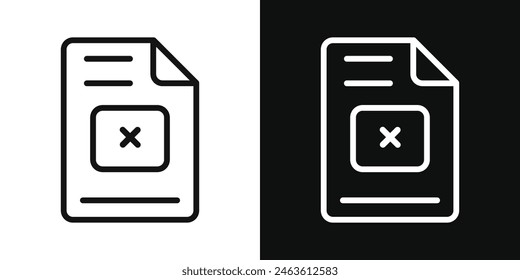 Delete Document icon set. Invalidate or remove computer file vector symbol. Deny form paper. Contract rejection pictogram.