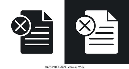 Conjunto de iconos Documento Borrar. Quitar o invalidar el símbolo de Vector del archivo de equipo. Declina el papel. Pictograma de rechazo de contrato.