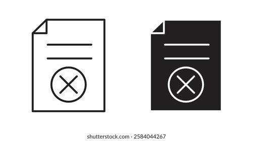 Delete Document icon set in thin line. vector illustrations for web