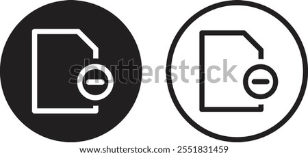 Delete document icon set in two styles . Delete file icon . Remove file icon vector 