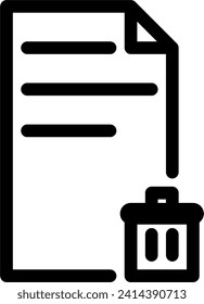 delete document icon, document with trash can icon