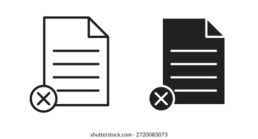 Excluir ícones de documentos de cor preta em vários estilos