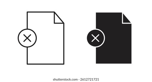 Delete Document icons in black fill and line style