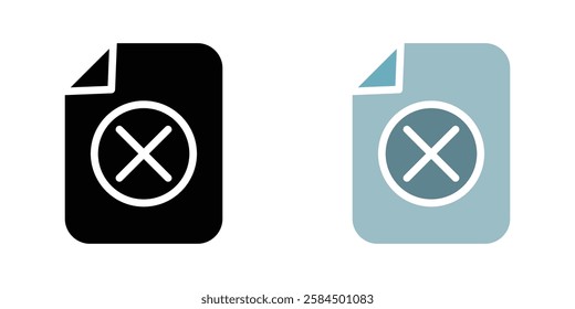 Delete Document icons pack in black and colored version