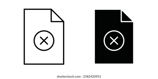 Delete Document icons pack vectors in black flat and strokes