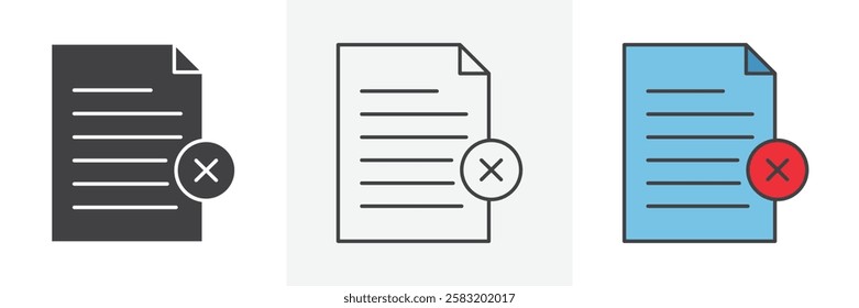 Delete Document icons pack for website designs