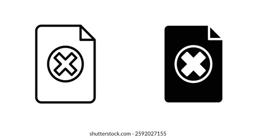 Delete Document icons. stroke line and black solid icons