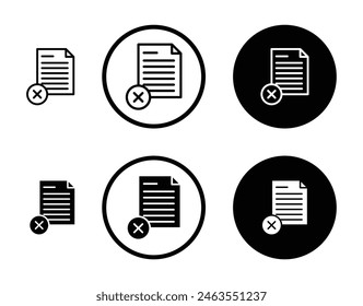 Borrar Conjunto de iconos de línea de documento. elimina o cancela el símbolo No válido de archivo de equipo. rechaza o rechaza el papel de formulario. pictograma denegado de contrato adecuado para diseños de IU de App y Sitios web.