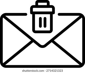 Borrar Email Icon: Sobre con el símbolo de la papelera