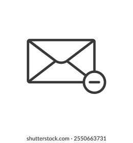 Delete email, icon in line design. Delete, email, remove, trash, discard, clear, erase on white background vector. Delete email editable stroke icon