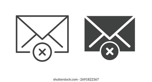 Icono de correo electrónico del Borrar. Icono de línea y glifo sólido