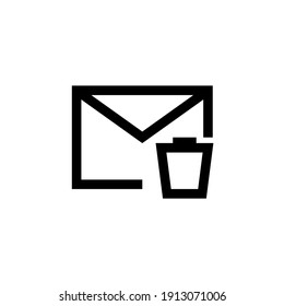 Delete or delete email icon in line style. Message and email symbols with conditions. Vector