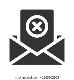 delete email icon vector illustration. delete email icon glyph design.