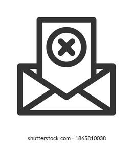 delete email icon vector illustration. delete email icon outline design.