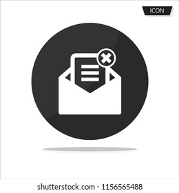 Delete email icon vector isolated on white background.