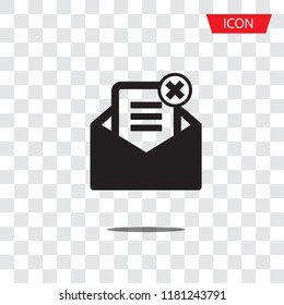 Delete email icon vector isolated on white background.