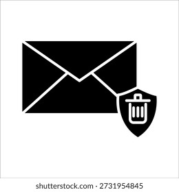 Delete email or message, trash icon and e-mail icon isolated on white background.