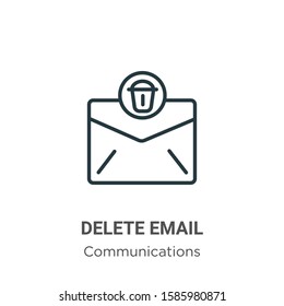 Delete email outline vector icon. Thin line black delete email icon, flat vector simple element illustration from editable communications concept isolated on white background