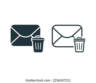 Icono de vector de correo electrónico. signo plano relleno para concepto móvil y diseño web. Icono de borrado