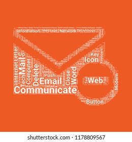 Delete email word cloud vector design creative concept. Delete email icon shape. Trendy vector word collection.