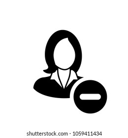 Delete Female User. Supervisor. Woman Avatar Icon. Vector Line