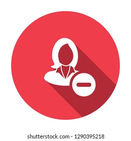 Delete female user. Supervisor. Woman avatar icon. Vector line