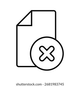 Delete file document outline icon. linear style sign for mobile concept and web design. Paper sheet with Recycle Bin simple line vector icon. Symbol, logo illustration