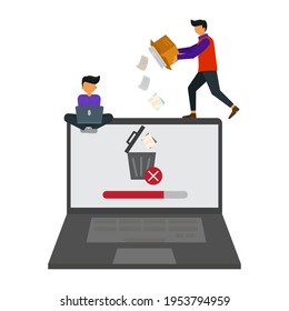 delete file folder flat illustration vector graphic