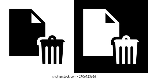 Delete File. Glyph Icon in White and Black Version.