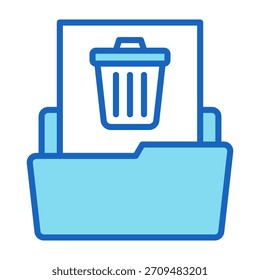 Excluir ícone de arquivo Ilustração de vetor de estilo de cor azul