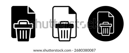 Delete File Icon Collection Glyph and Mixed Vector Illustration