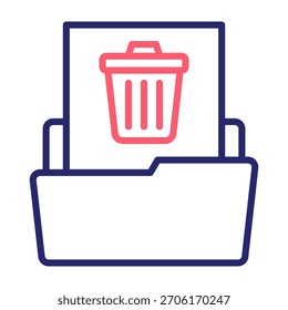 Delete File Icon Line Color Style Vector Illustration