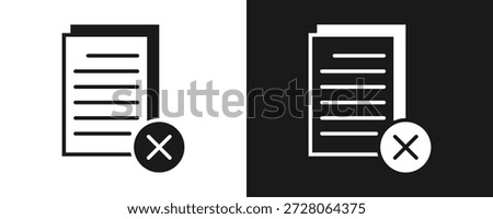 Delete File Icon Set Glyph In White And Black Background