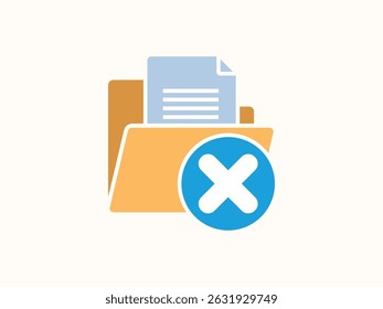 Delete file icon in simple vector design. Flat style illustration of a document with a trash bin or minus symbol, ideal for UI, apps, and data management.