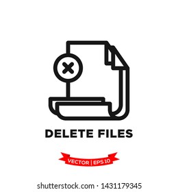 delete file icon in trendy flat style, file vector icon 