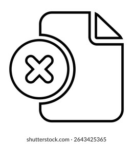 delete file line icon design. delete file thin black outline symbol vector illustration. editable stroke icon on transparent background.
