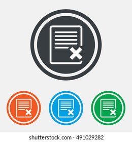 Delete file sign icon. Remove document symbol. Graphic design web element. Flat delete symbol on the round button. Vector
