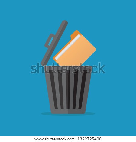 Delete file, file, trash can, flat design vector illustration