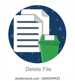 Delete File and trash icon concept