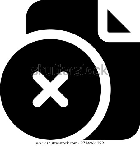 Delete file vector icon in modern style, remove document and clean storage management illustration. Glyph Icon