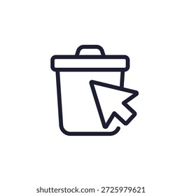 Icono de archivos de Borrar, papelera y diseño de línea de cursor